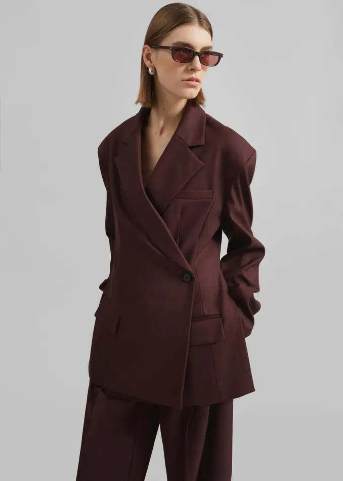 The Frankie Shop Outerwear Durham Crossover Blazer 8211 Burgundy 8211 Women