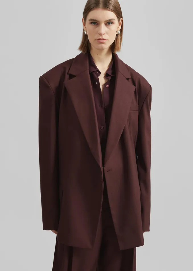 The Frankie Shop Outerwear Durham Crossover Blazer 8211 Burgundy 8211 Women