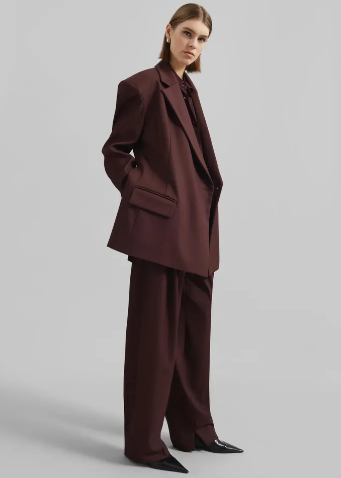 The Frankie Shop Outerwear Durham Crossover Blazer 8211 Burgundy 8211 Women