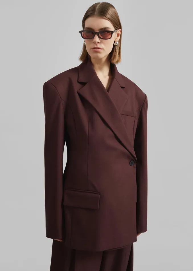 The Frankie Shop Outerwear Durham Crossover Blazer 8211 Burgundy 8211 Women