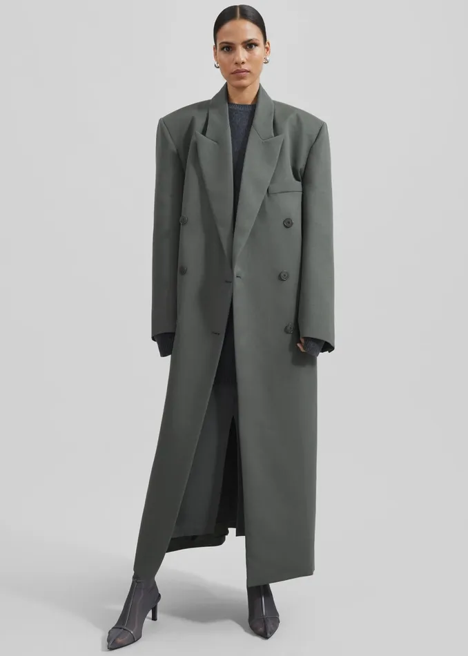 The Frankie Shop Outerwear Jane Long Coat 8211 Light Khaki 8211 Women