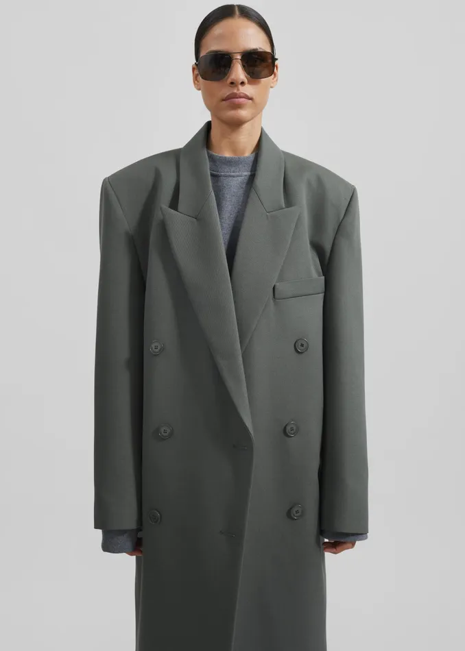 The Frankie Shop Outerwear Jane Long Coat 8211 Light Khaki 8211 Women