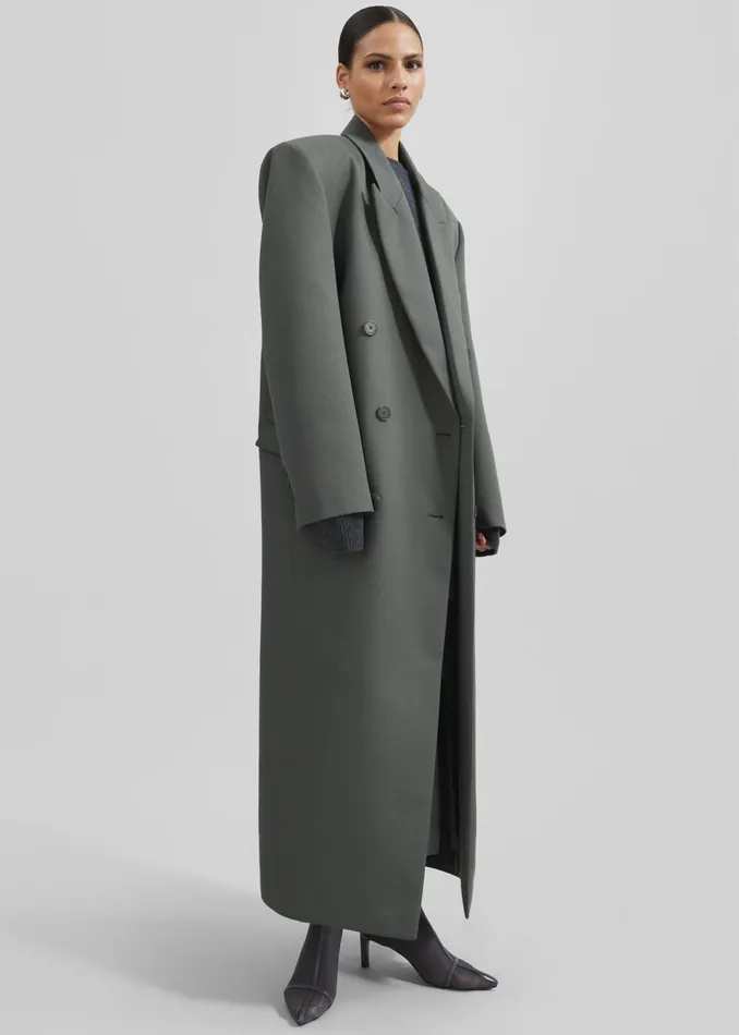 The Frankie Shop Outerwear Jane Long Coat 8211 Light Khaki 8211 Women