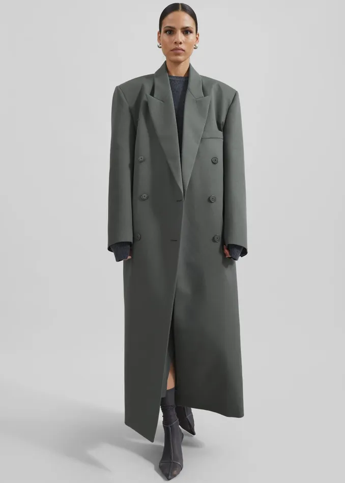 The Frankie Shop Outerwear Jane Long Coat 8211 Light Khaki 8211 Women
