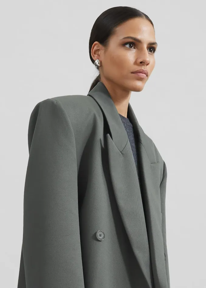 The Frankie Shop Outerwear Jane Long Coat 8211 Light Khaki 8211 Women