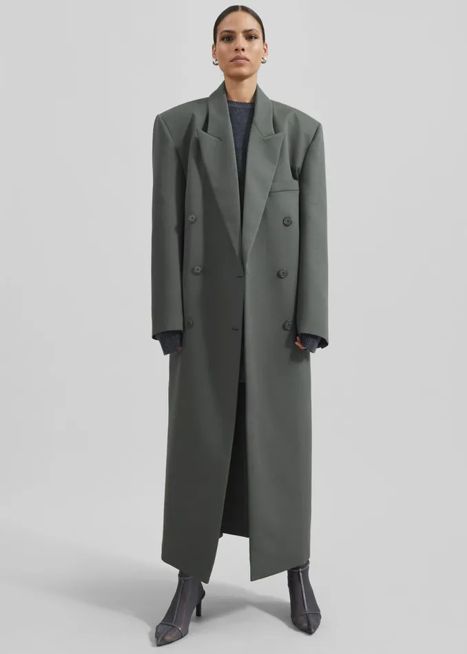 The Frankie Shop Outerwear Jane Long Coat 8211 Light Khaki 8211 Women