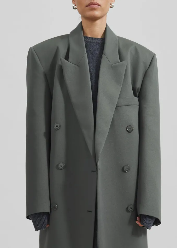 The Frankie Shop Outerwear Jane Long Coat 8211 Light Khaki 8211 Women