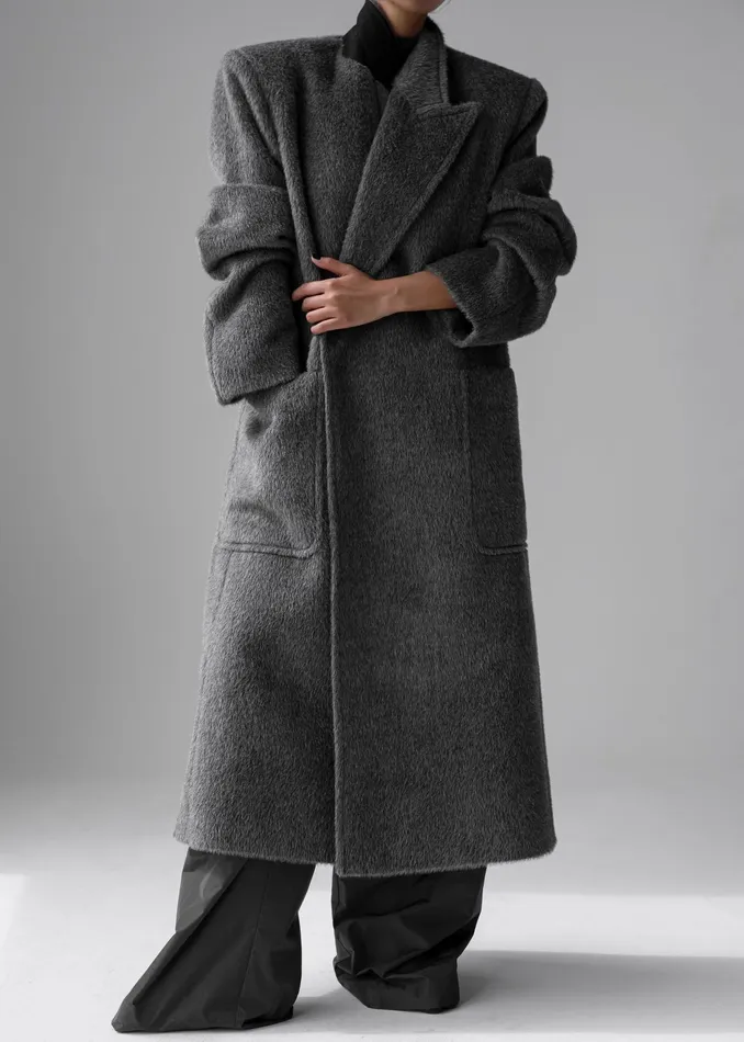The Frankie Shop Outerwear Jaylene Oversized Wool Coat 8211 Grey 8211 Women