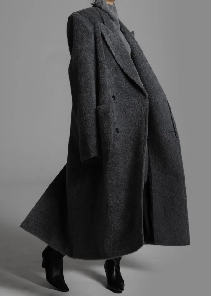 The Frankie Shop Outerwear Jaylene Oversized Wool Coat 8211 Grey 8211 Women