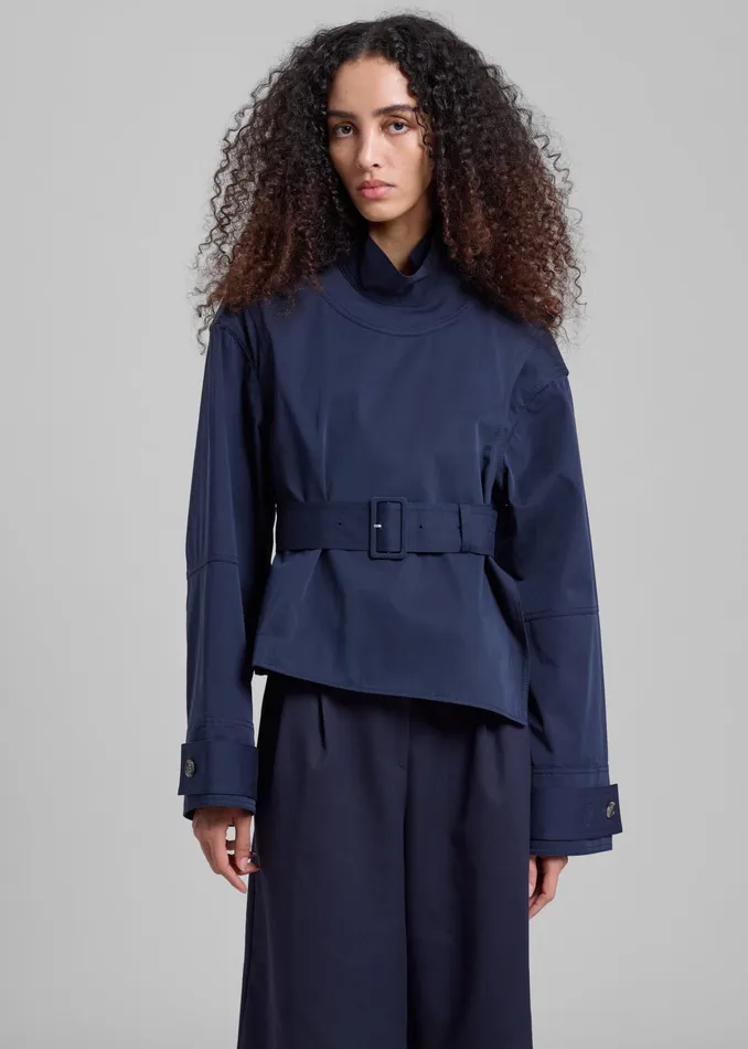 The Frankie Shop Outerwear Jw Anderson Wrap Trench Jacket 8211 Navy 8211 Women