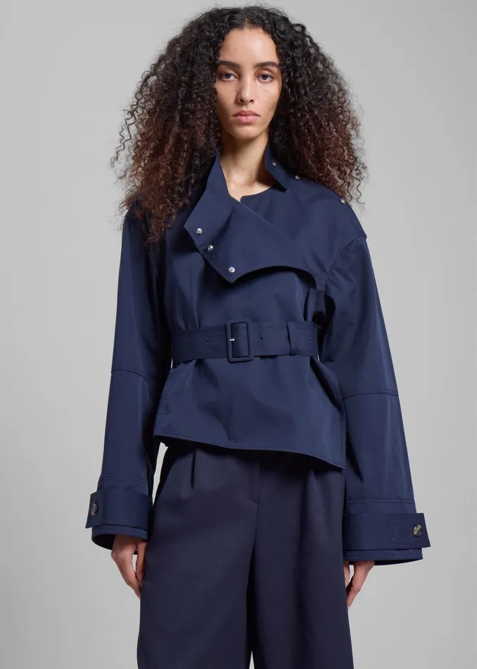 The Frankie Shop Outerwear Jw Anderson Wrap Trench Jacket 8211 Navy 8211 Women
