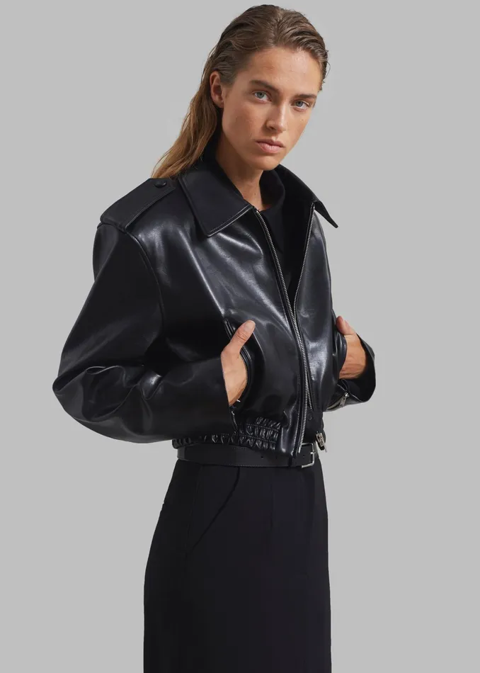 The Frankie Shop Outerwear Kaia Cropped Bomber 8211 Black 8211 Women