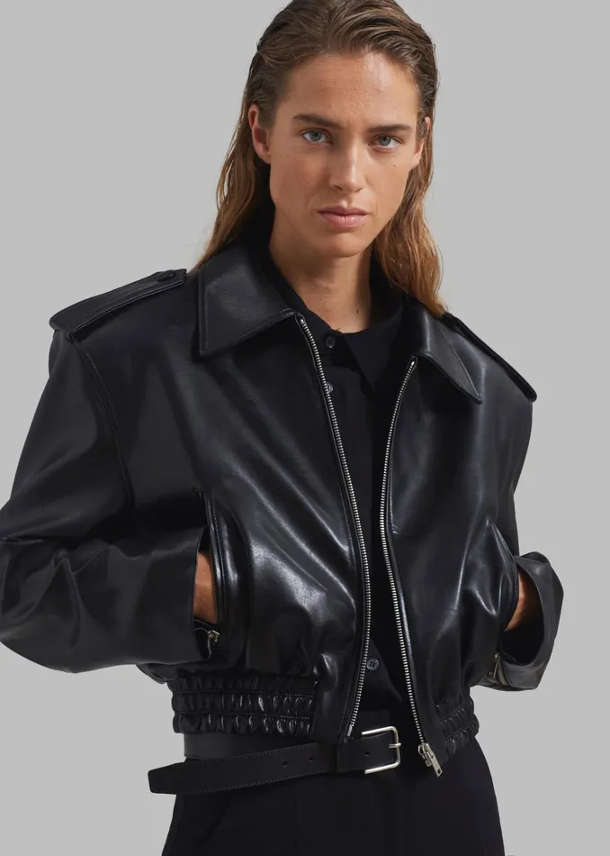 The Frankie Shop Outerwear Kaia Cropped Bomber 8211 Black 8211 Women