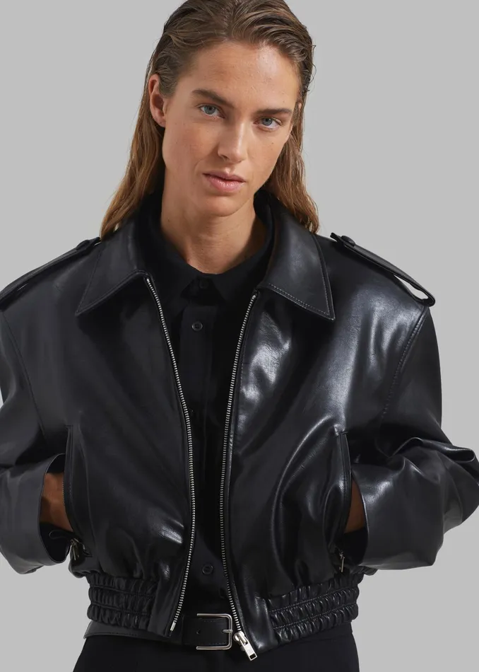 The Frankie Shop Outerwear Kaia Cropped Bomber 8211 Black 8211 Women