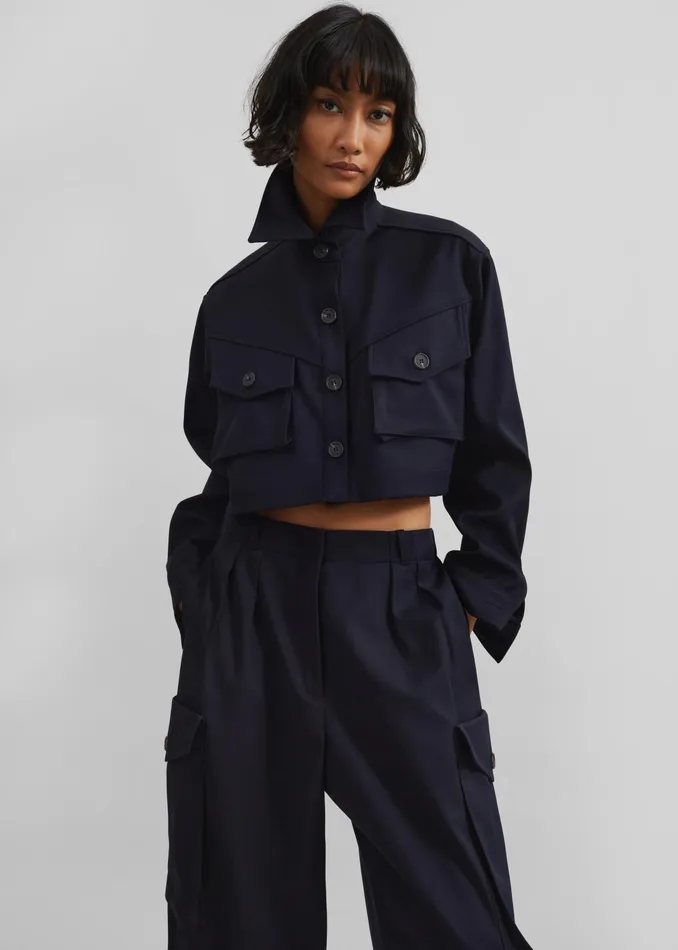 The Frankie Shop Outerwear Kiora Cropped Jacket 8211 Navy 8211 Women