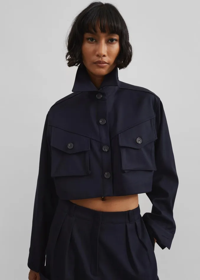 The Frankie Shop Outerwear Kiora Cropped Jacket 8211 Navy 8211 Women