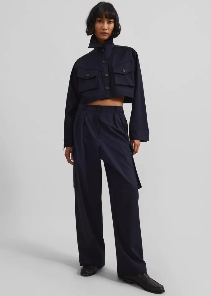 The Frankie Shop Outerwear Kiora Cropped Jacket 8211 Navy 8211 Women