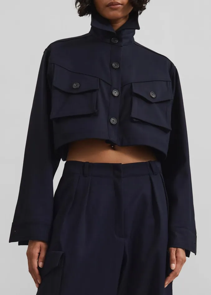 The Frankie Shop Outerwear Kiora Cropped Jacket 8211 Navy 8211 Women