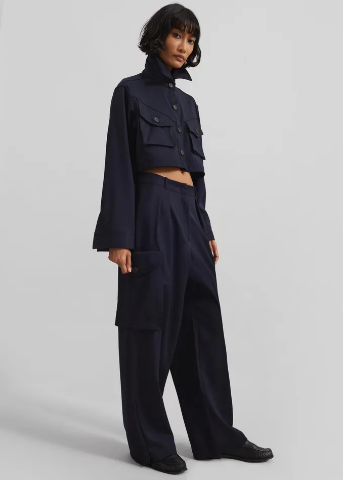 The Frankie Shop Outerwear Kiora Cropped Jacket 8211 Navy 8211 Women