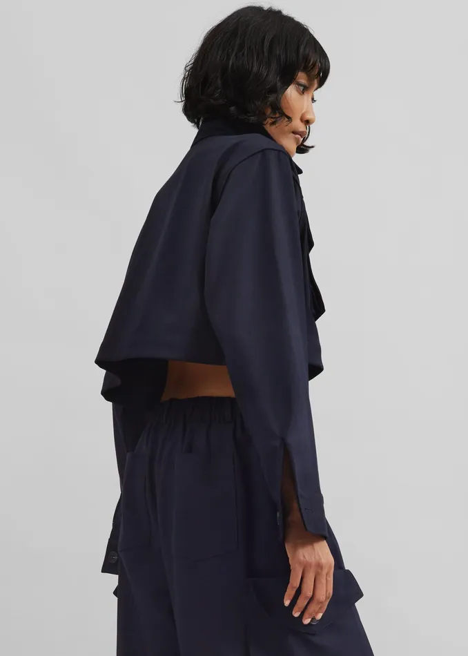 The Frankie Shop Outerwear Kiora Cropped Jacket 8211 Navy 8211 Women