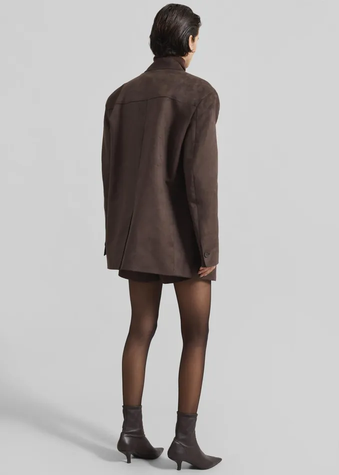 The Frankie Shop Outerwear Merida Faux Suede Blazer 8211 Brown 8211 Women
