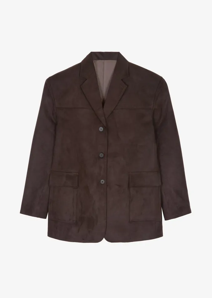 The Frankie Shop Outerwear Merida Faux Suede Blazer 8211 Brown 8211 Women