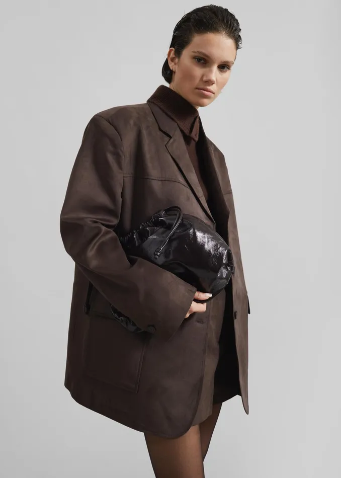 The Frankie Shop Outerwear Merida Faux Suede Blazer 8211 Brown 8211 Women