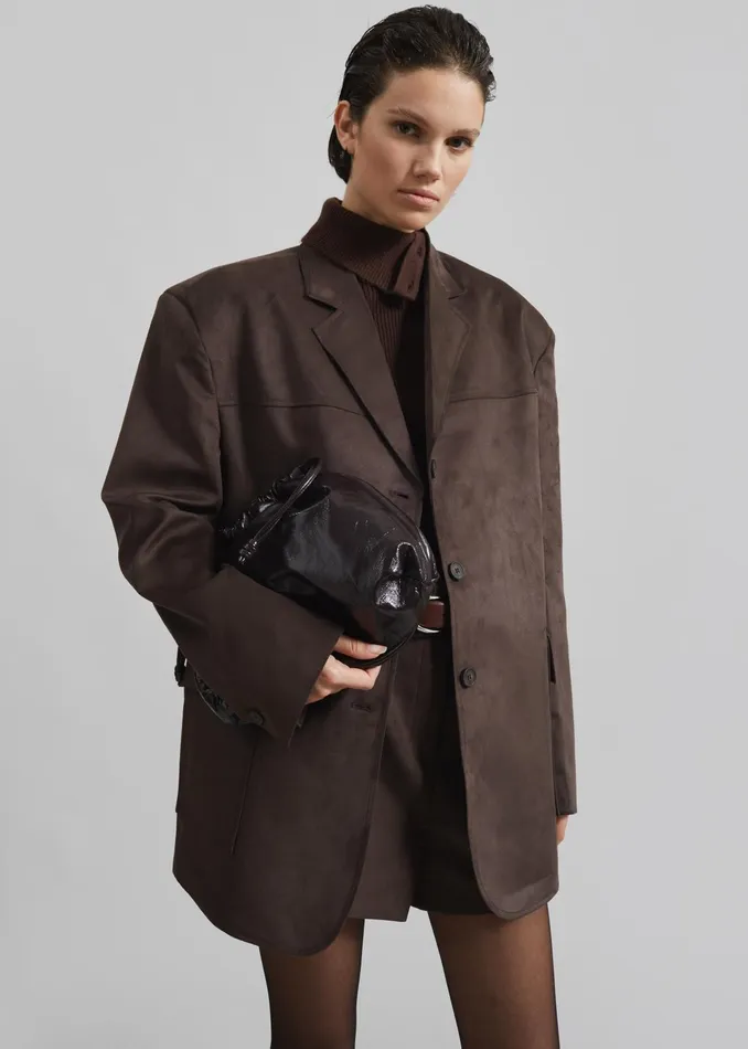 The Frankie Shop Outerwear Merida Faux Suede Blazer 8211 Brown 8211 Women
