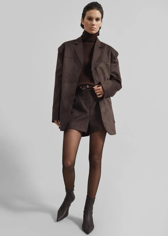 The Frankie Shop Outerwear Merida Faux Suede Blazer 8211 Brown 8211 Women