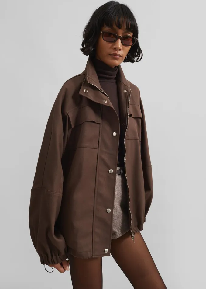 The Frankie Shop Outerwear Monroy Utility Jacket 8211 Brown 8211 Women