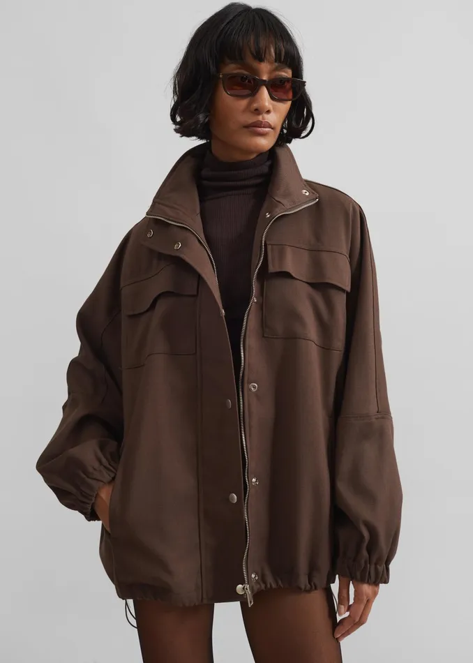 The Frankie Shop Outerwear Monroy Utility Jacket 8211 Brown 8211 Women