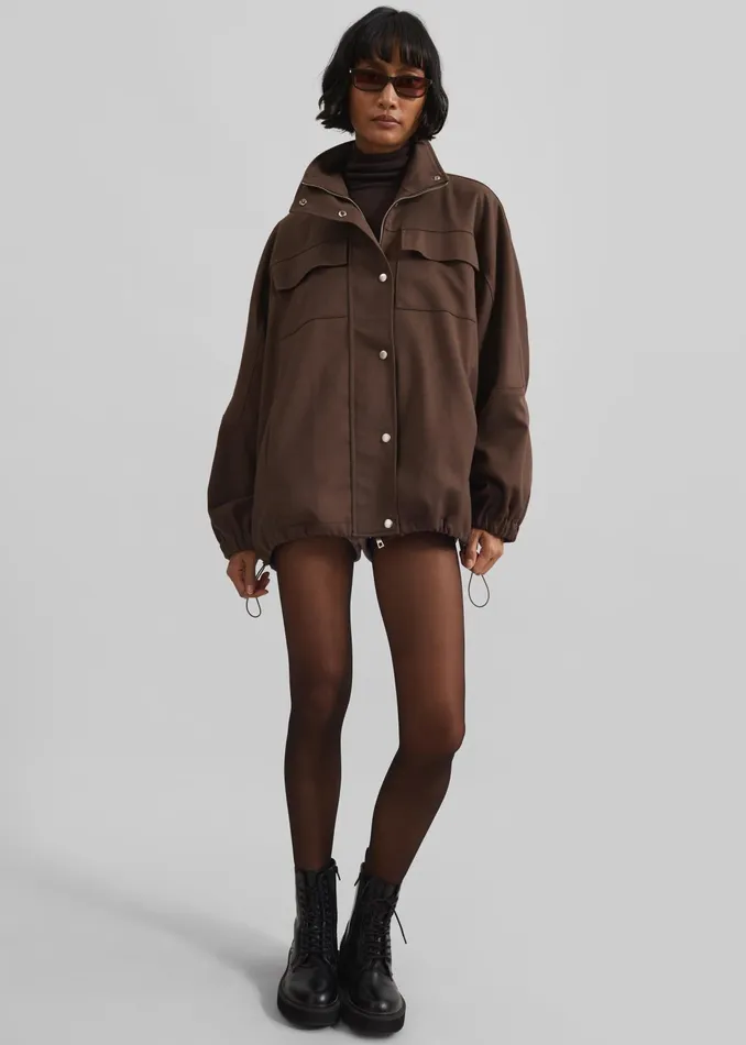 The Frankie Shop Outerwear Monroy Utility Jacket 8211 Brown 8211 Women