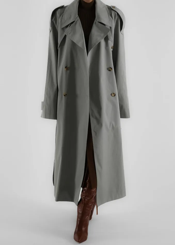 The Frankie Shop Outerwear Pelly Trench 8211 Sage 8211 Women