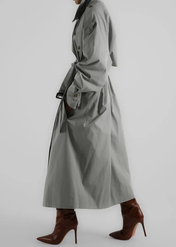 The Frankie Shop Outerwear Pelly Trench 8211 Sage 8211 Women