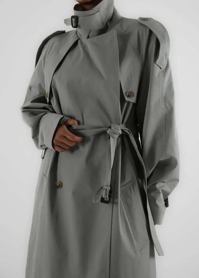 The Frankie Shop Outerwear Pelly Trench 8211 Sage 8211 Women