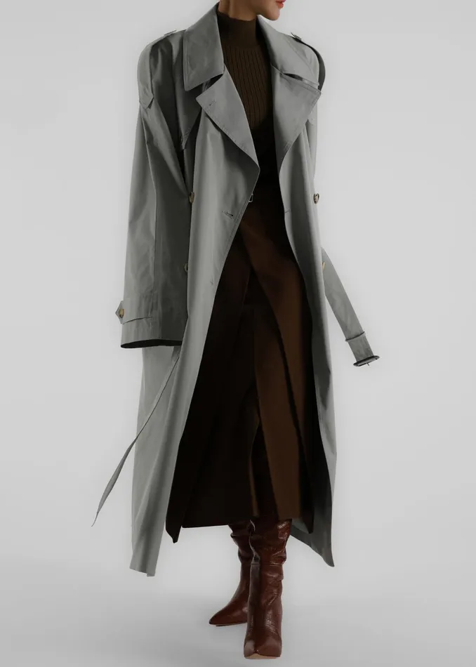 The Frankie Shop Outerwear Pelly Trench 8211 Sage 8211 Women