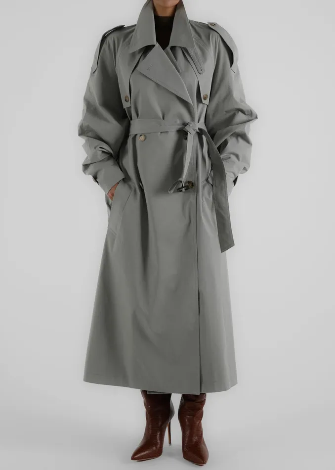 The Frankie Shop Outerwear Pelly Trench 8211 Sage 8211 Women