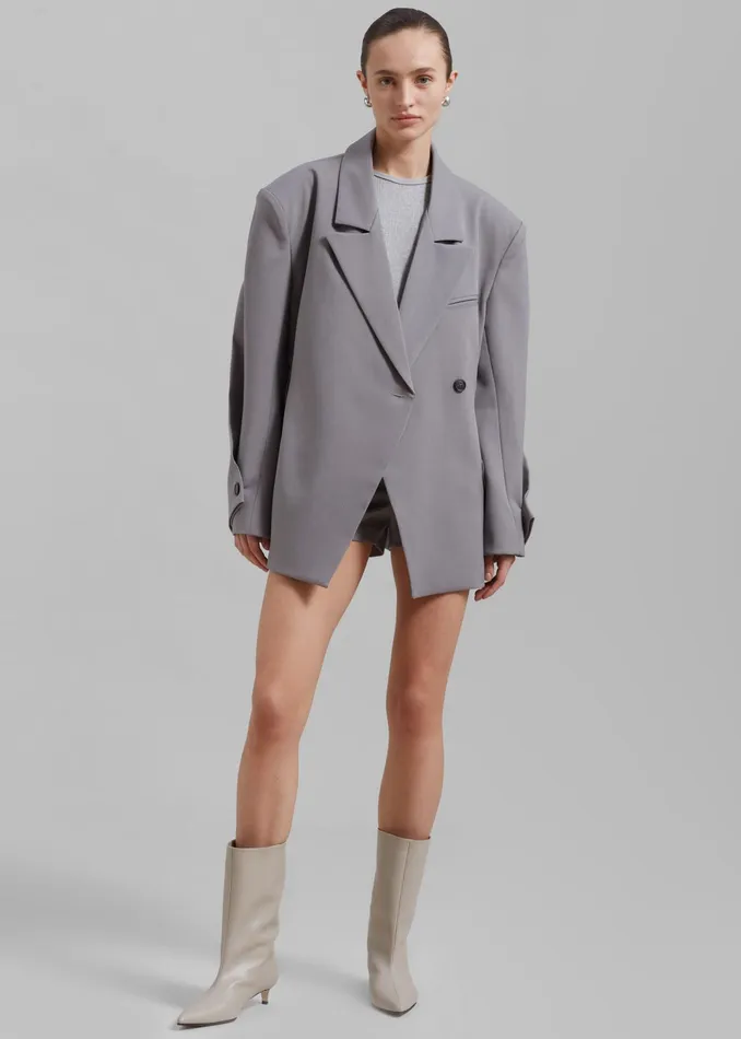 The Frankie Shop Outerwear Pia Boxy Blazer 8211 Grey 8211 Women