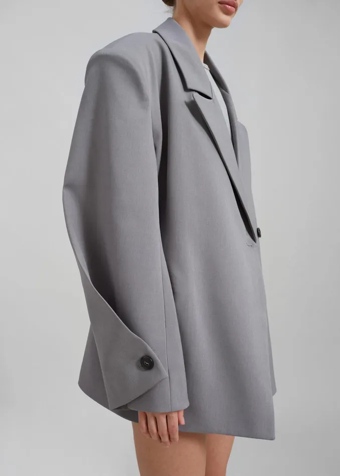 The Frankie Shop Outerwear Pia Boxy Blazer 8211 Grey 8211 Women