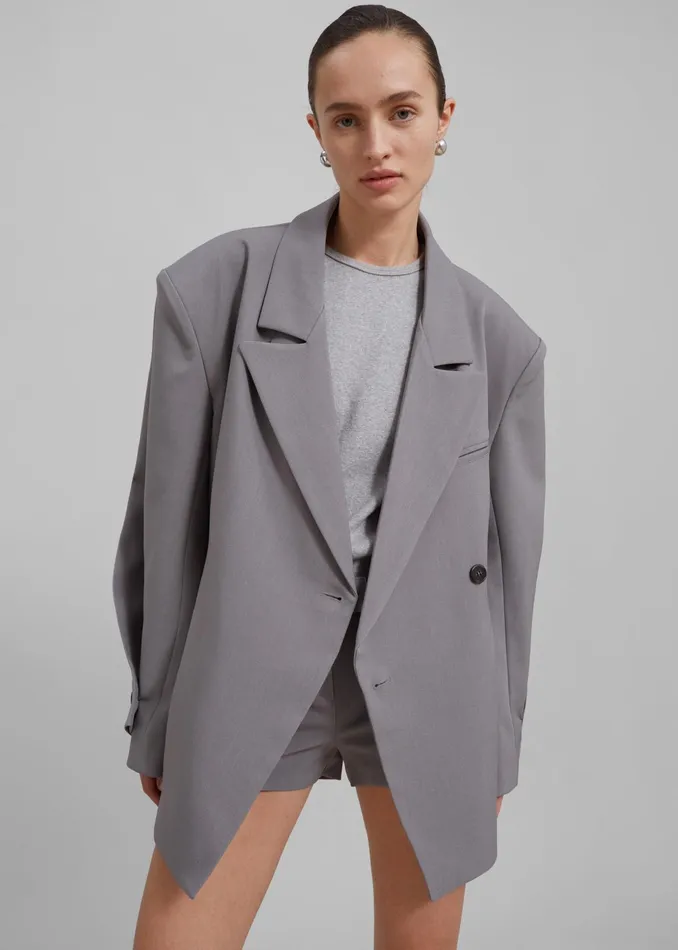 The Frankie Shop Outerwear Pia Boxy Blazer 8211 Grey 8211 Women