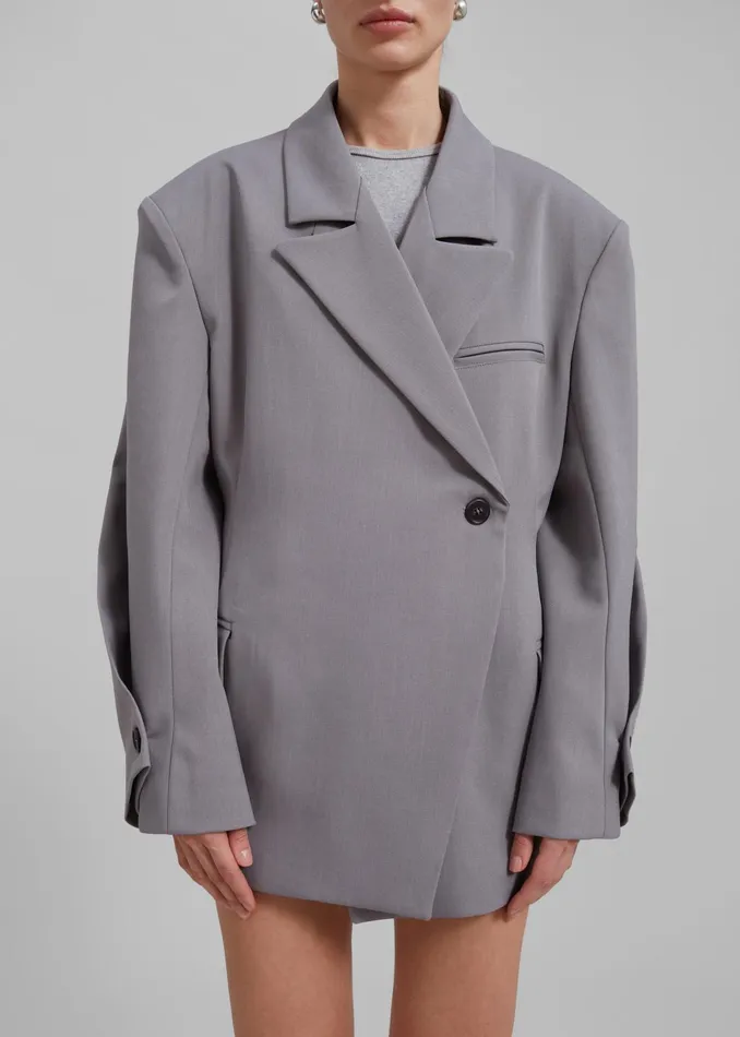 The Frankie Shop Outerwear Pia Boxy Blazer 8211 Grey 8211 Women