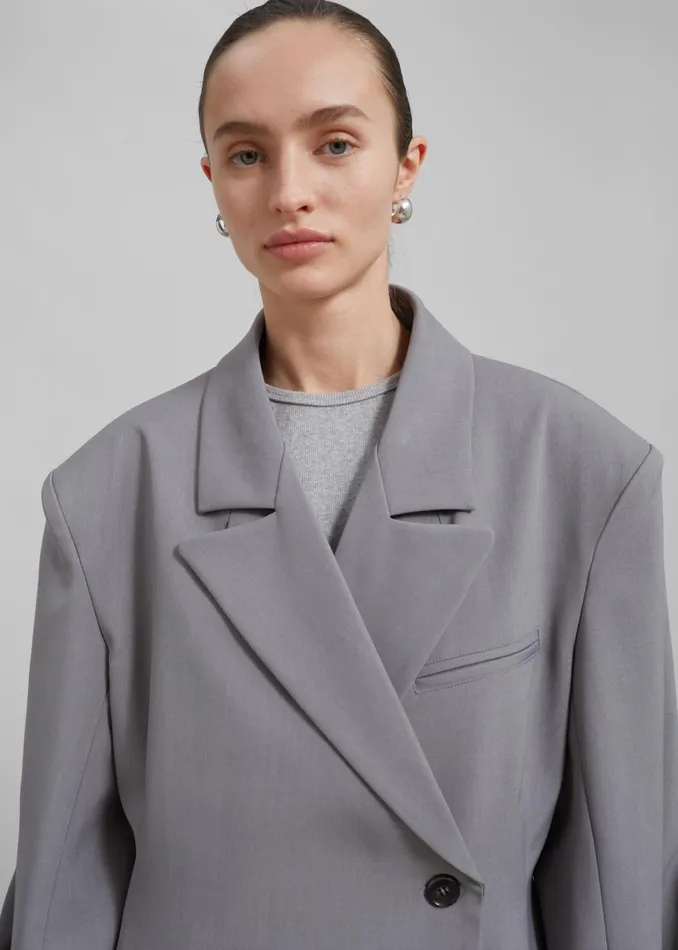 The Frankie Shop Outerwear Pia Boxy Blazer 8211 Grey 8211 Women