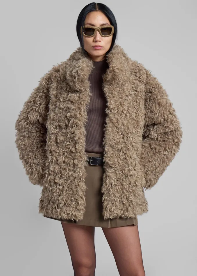 The Frankie Shop Outerwear Scotia Faux Shearling Jacket 8211 Beige 8211 Women