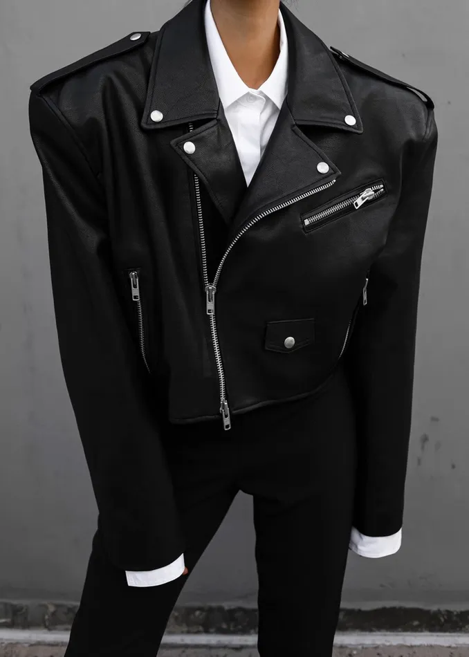 The Frankie Shop Outerwear Tidus Cropped Biker Jacket 8211 Black 8211 Women