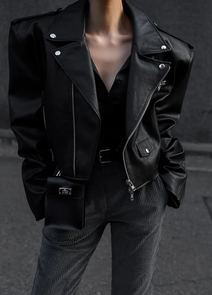 The Frankie Shop Outerwear Tidus Cropped Biker Jacket 8211 Black 8211 Women
