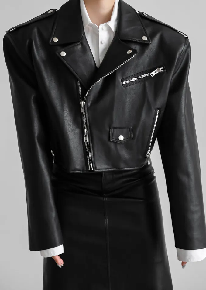 The Frankie Shop Outerwear Tidus Cropped Biker Jacket 8211 Black 8211 Women