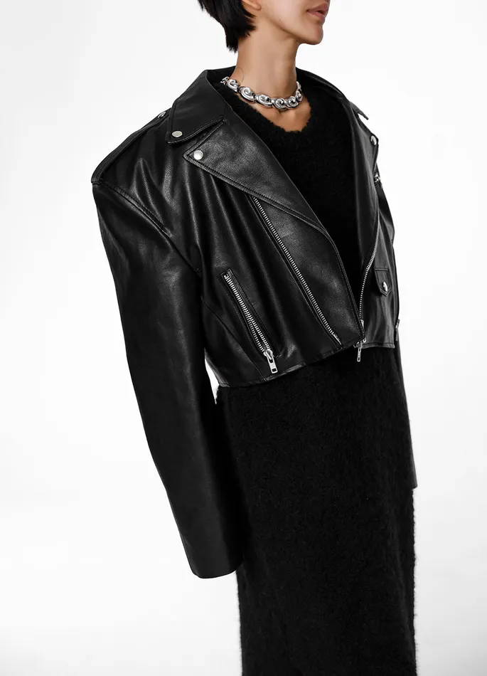 The Frankie Shop Outerwear Tidus Cropped Biker Jacket 8211 Black 8211 Women