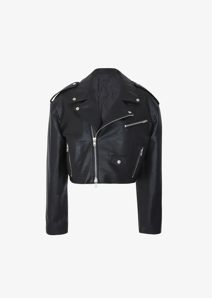 The Frankie Shop Outerwear Tidus Cropped Biker Jacket 8211 Black 8211 Women
