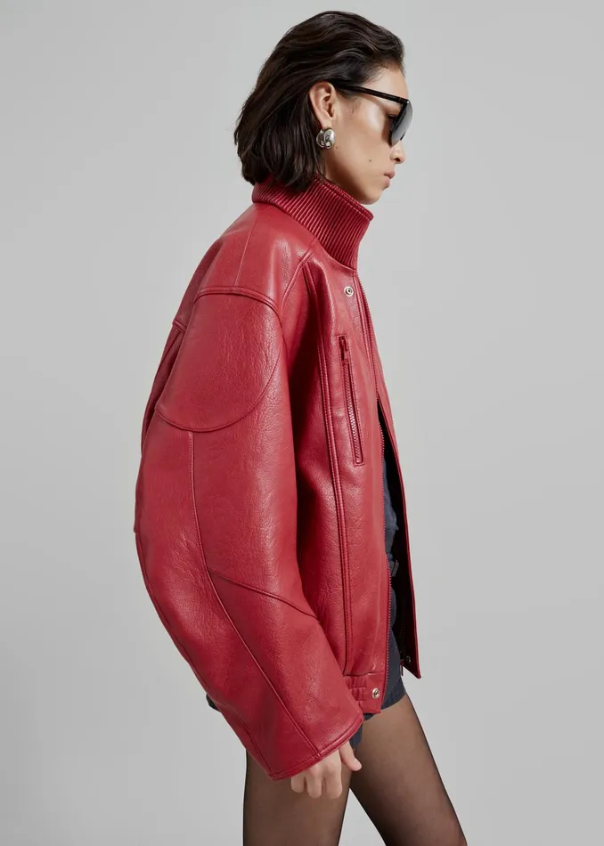 The Frankie Shop Outerwear Zion Bomber Jacket 8211 Red 8211 Women