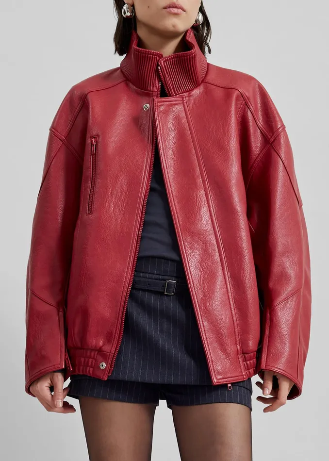 The Frankie Shop Outerwear Zion Bomber Jacket 8211 Red 8211 Women